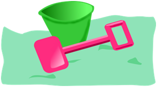 pail and shovel at the beach